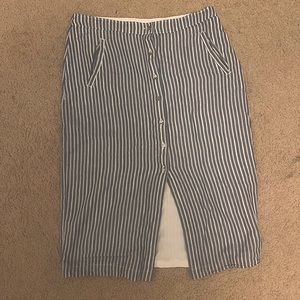 Abercrombie & Fitch midi skirt - blue and white stripes size 6